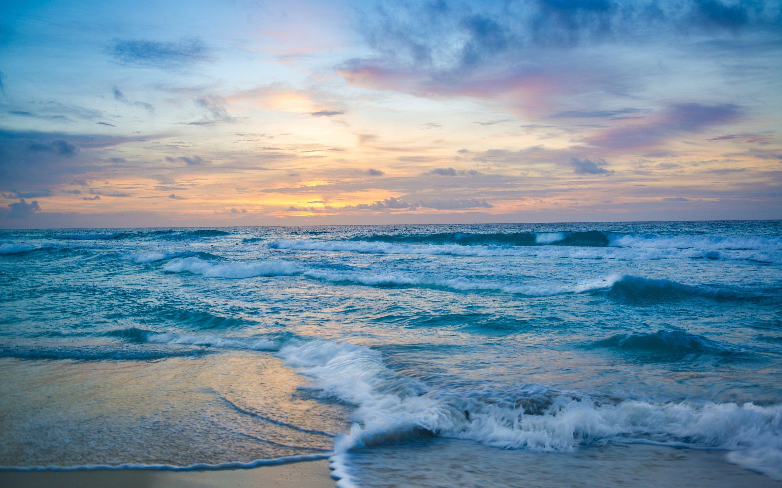 Small Ocean Waves at Sunset HD Wallpaper. Background Image