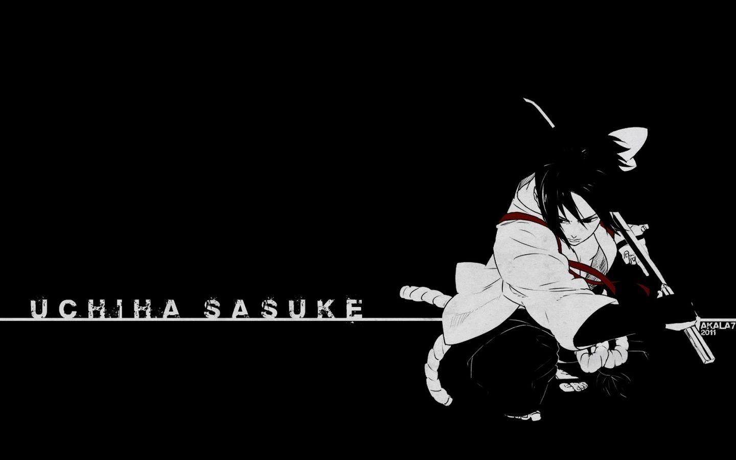 Sasuke Black and White Wallpaper