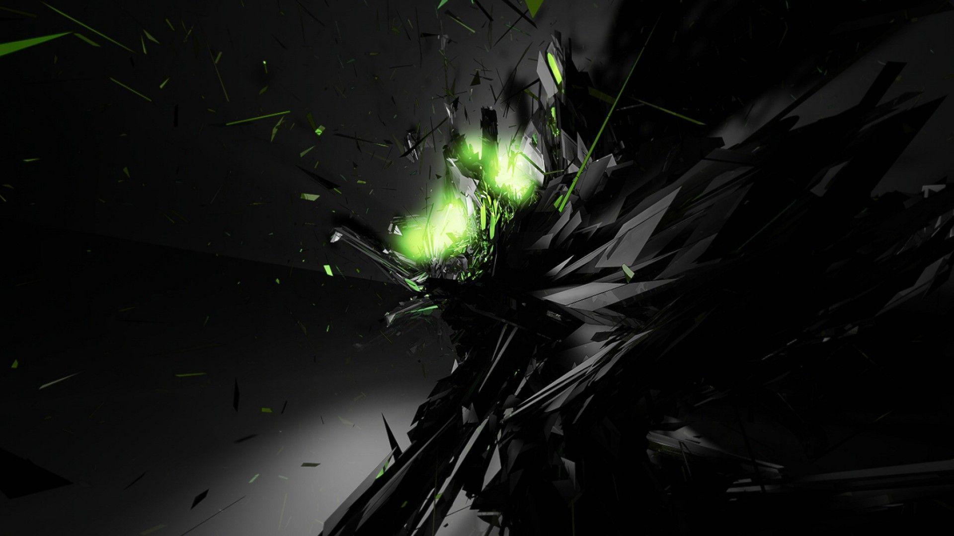 Black Abstract Green Glow Desktop Wallpaper. He is soooo