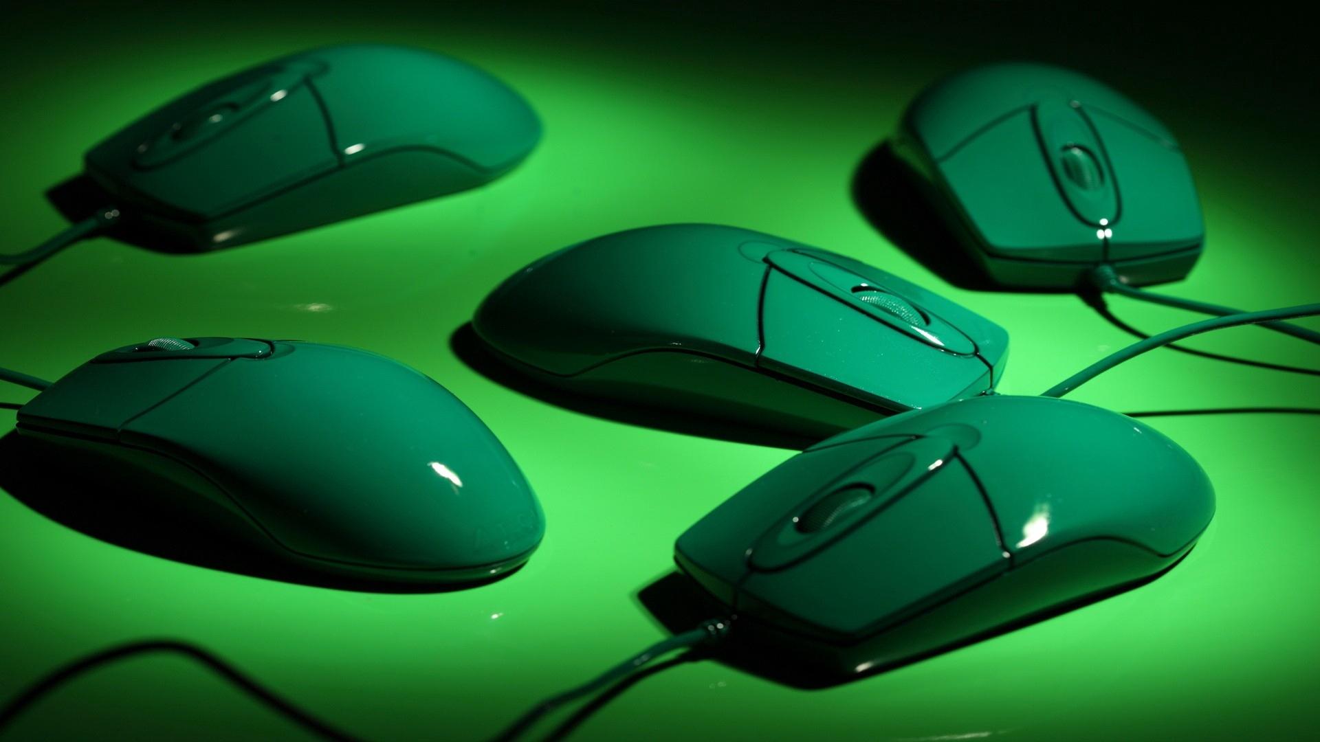 Download wallpaper 1920x1080 computer mice, green, wire