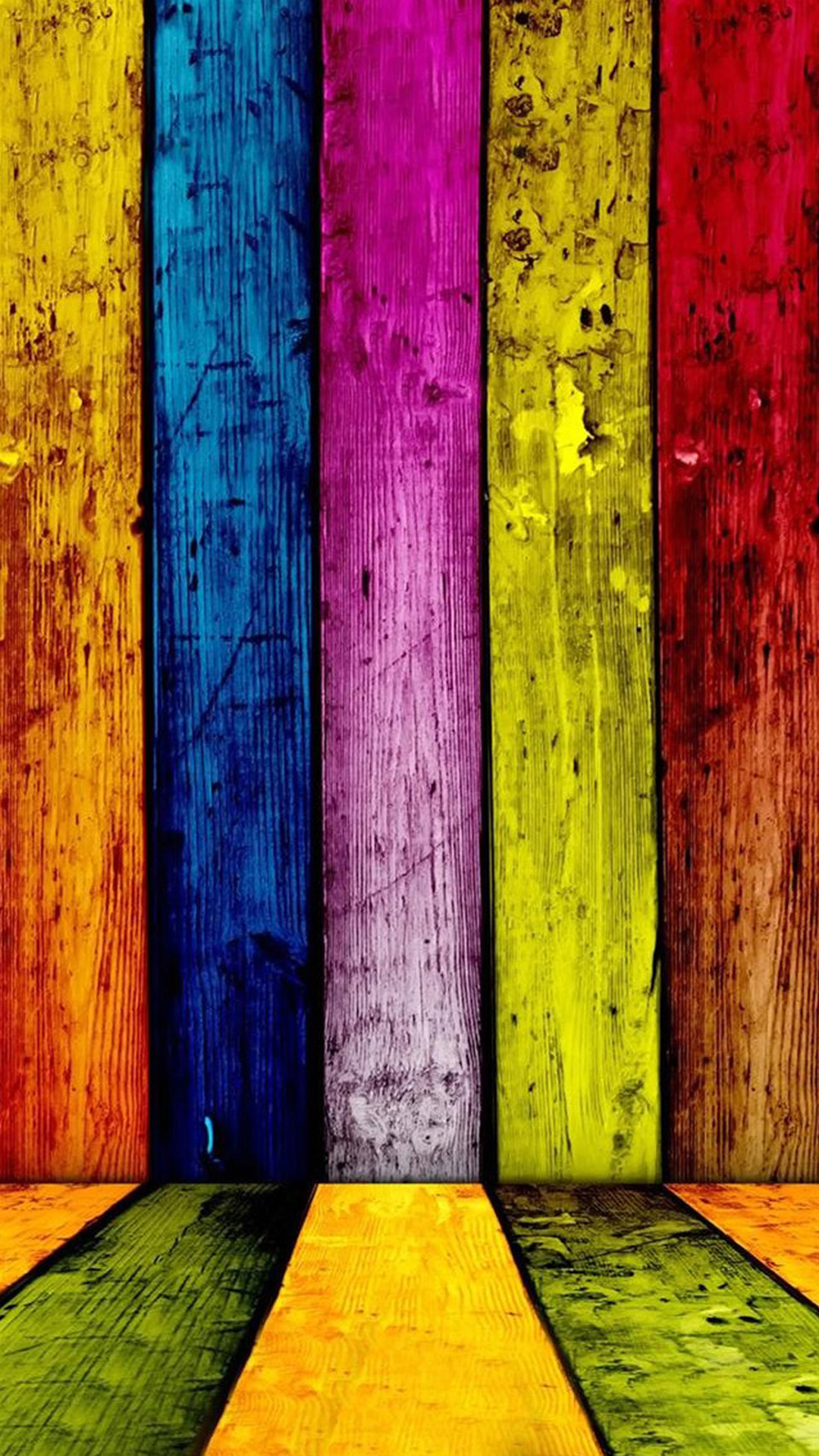Colorful Painted Wood Planks Background Android Wallpaper
