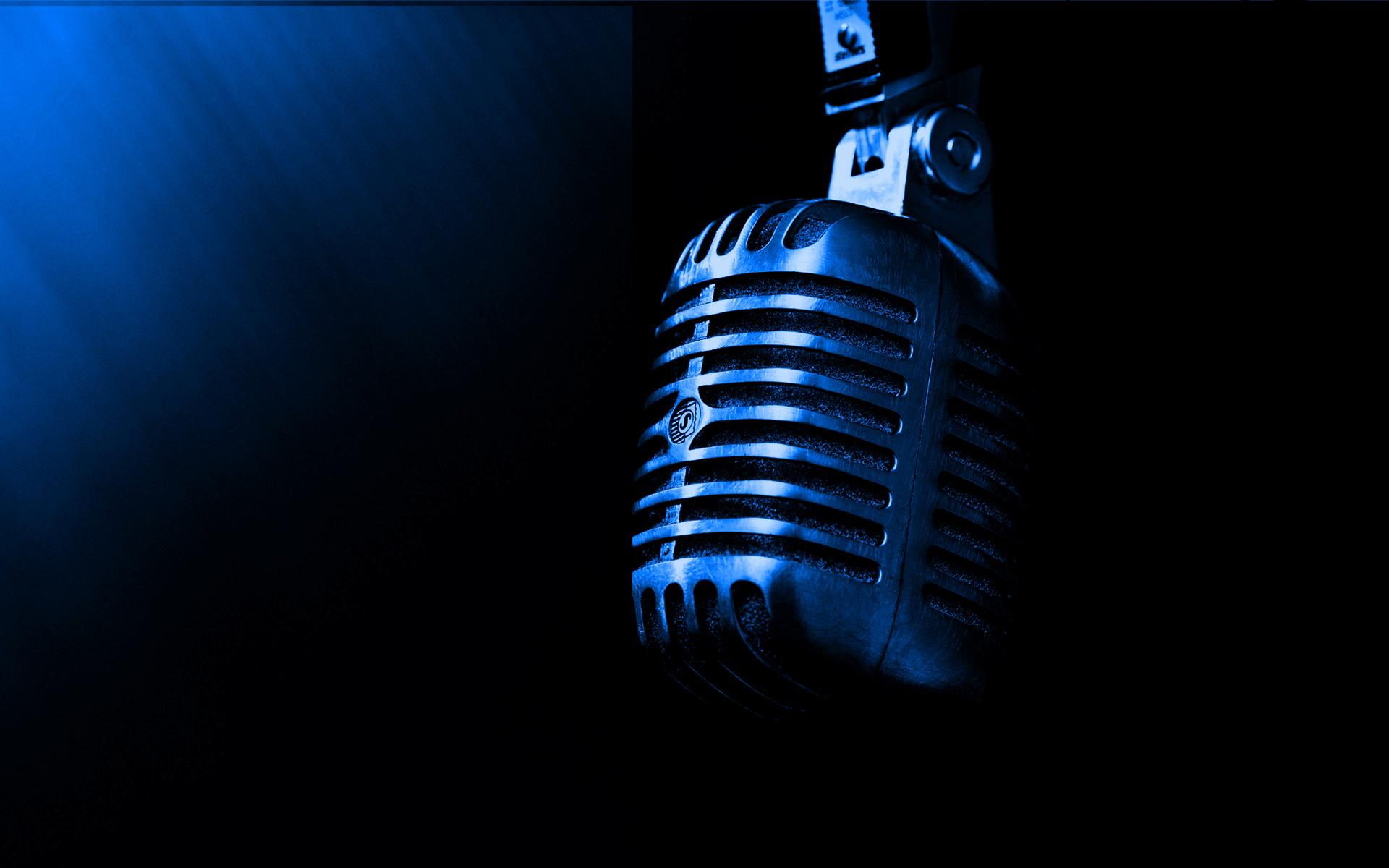 Blue Metal Professional Microphone Desktop Wallpaper