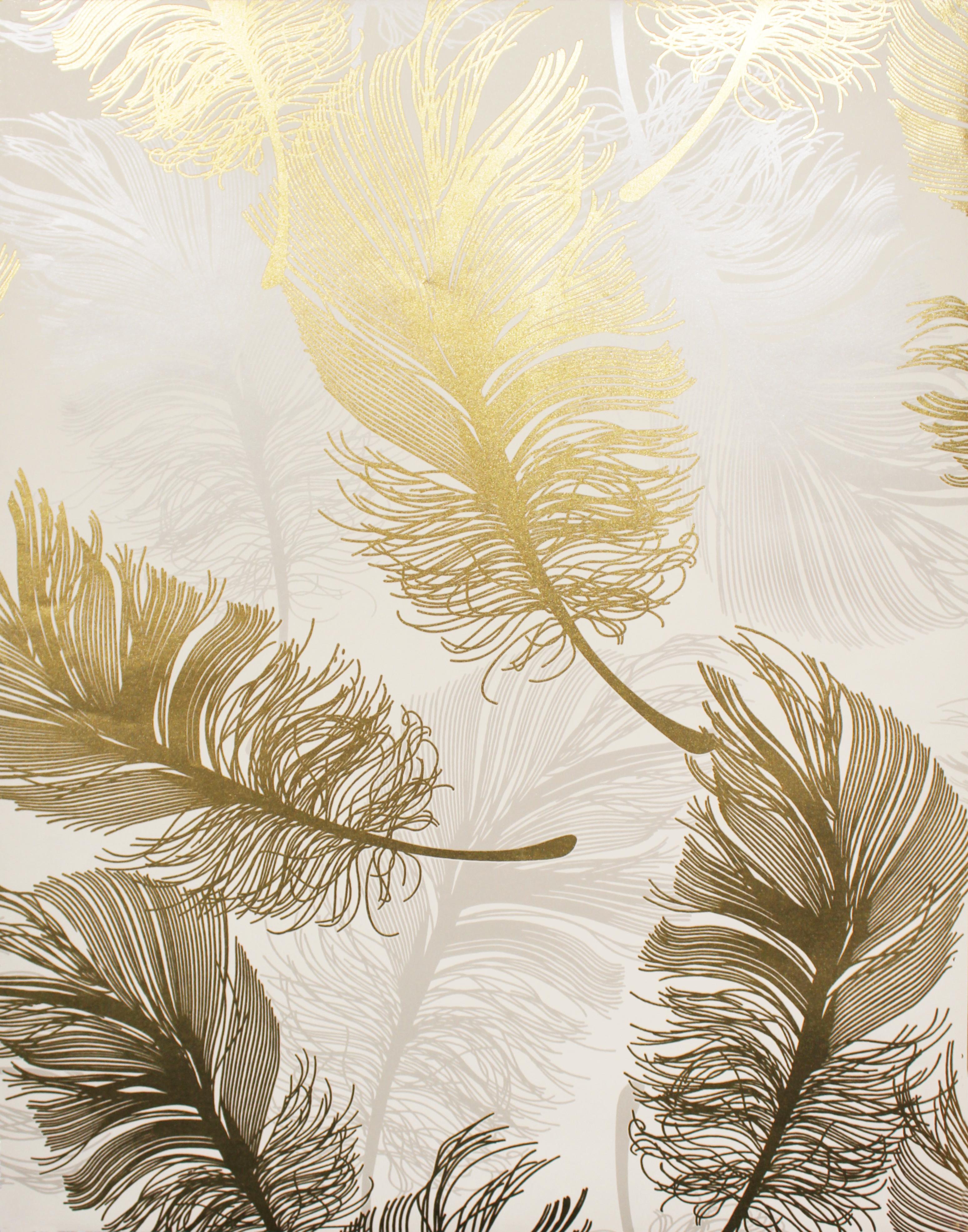 Crown Luxe Plume Foil Wallpaper -Gold
