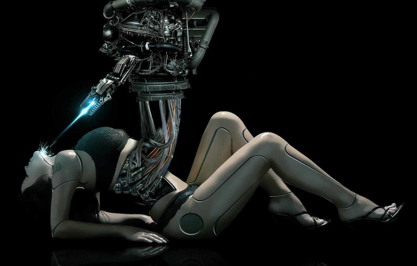 Wallpaper robot, cyborg, tablet, female body image