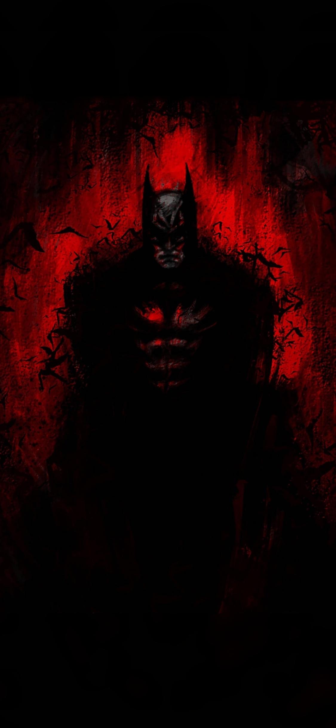 Download 1125x2436 wallpaper dark, artwork, batman, minimal
