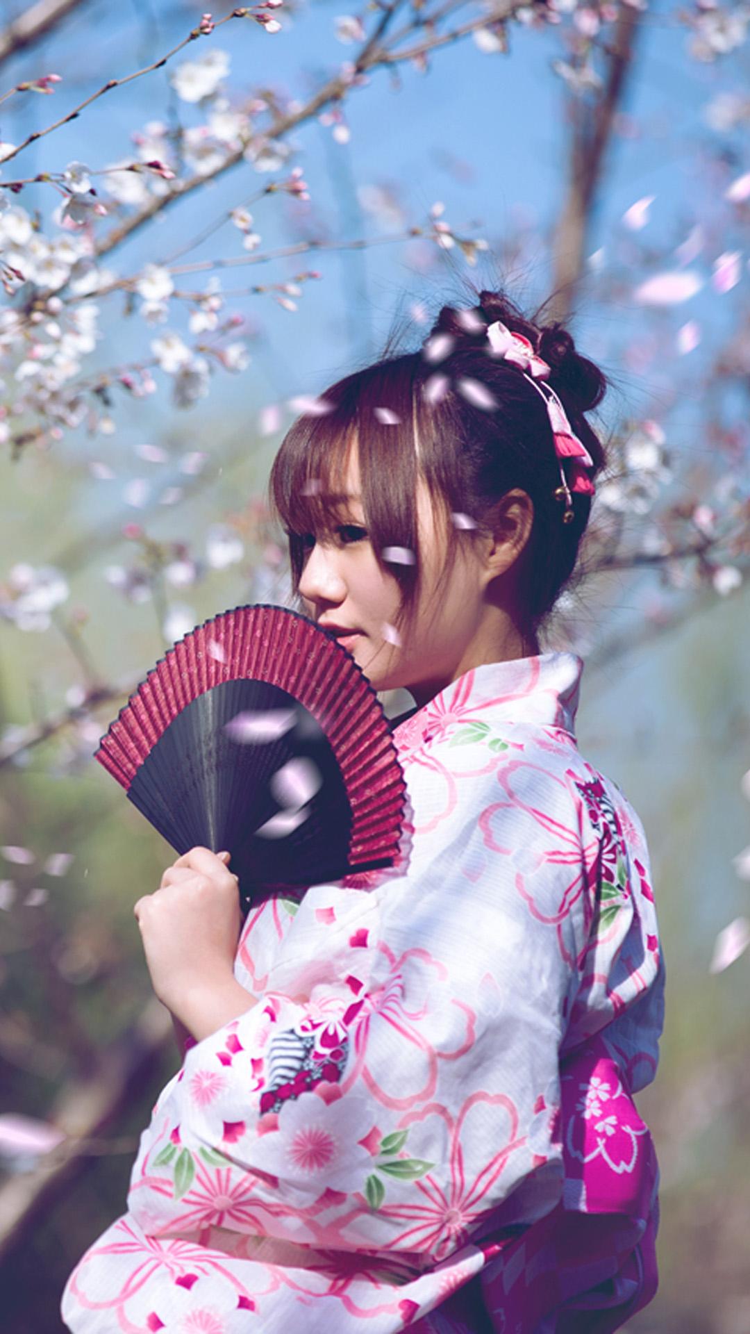 Shy Japanese girl Sakura Android wallpaper HD wallpaper