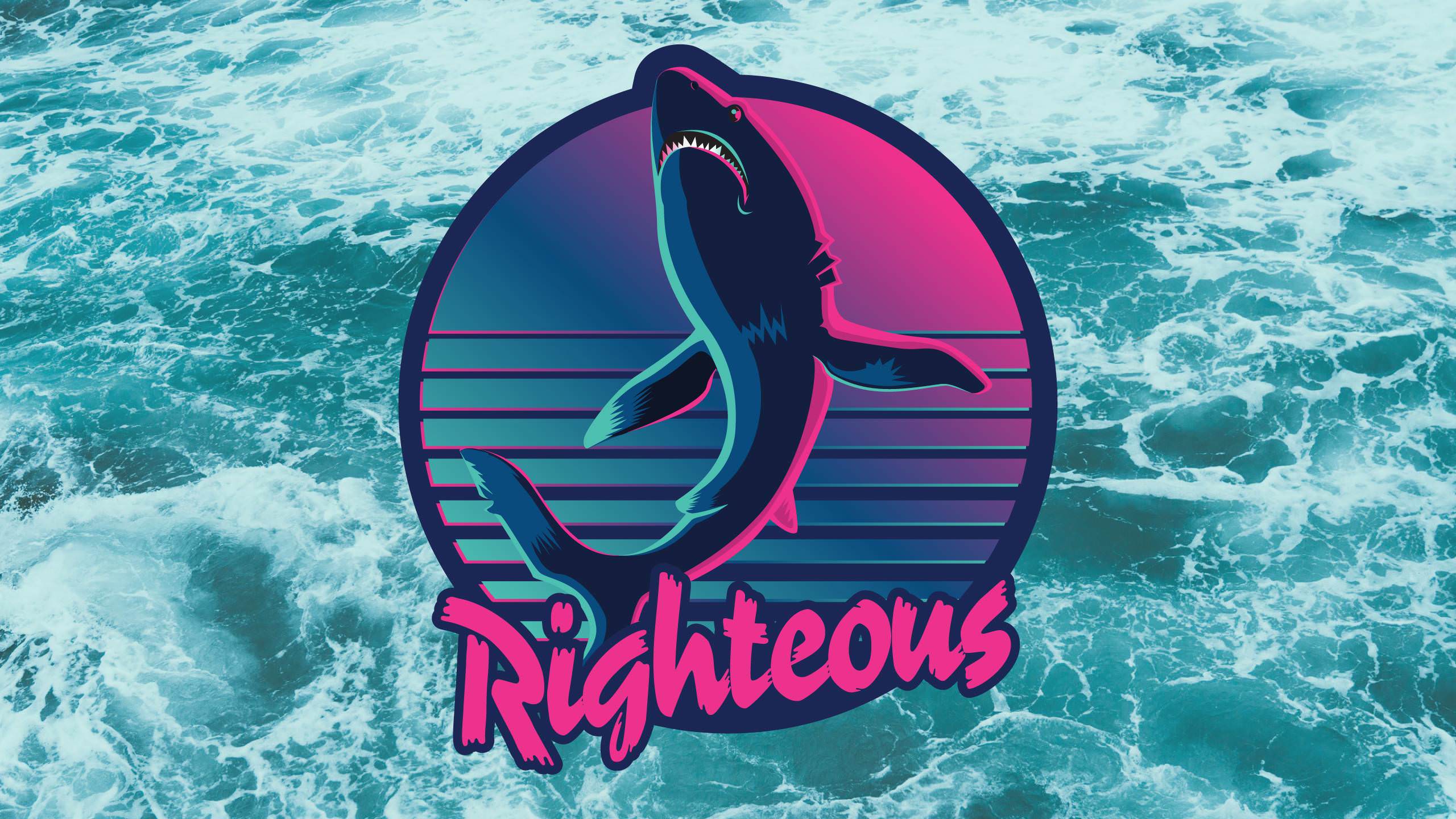 The Righteous Shark 80s Retro Design Wallpaper