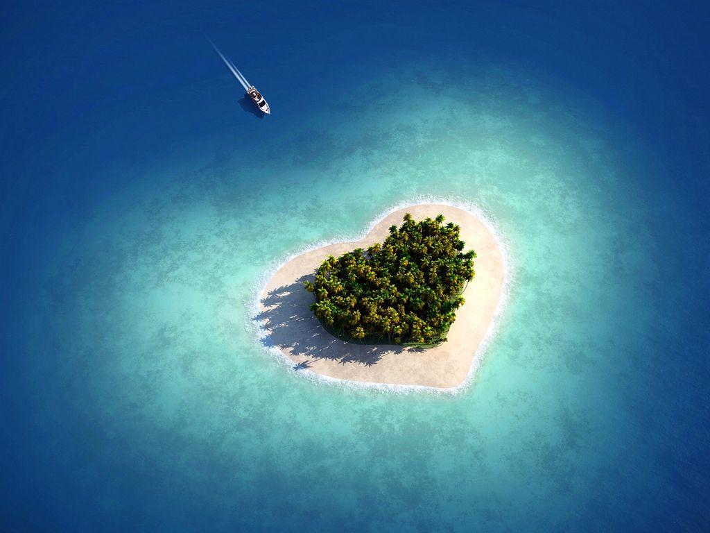 Natural Heart Island Background Wallpaper. Hearts in Nature