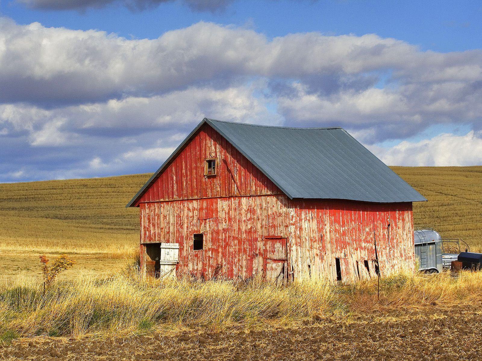 free image to paint on old windows. Nature: Old Red Barn, Palouse, Washington, picture nr. 40448. Red barn, Old barn doors, Old barn