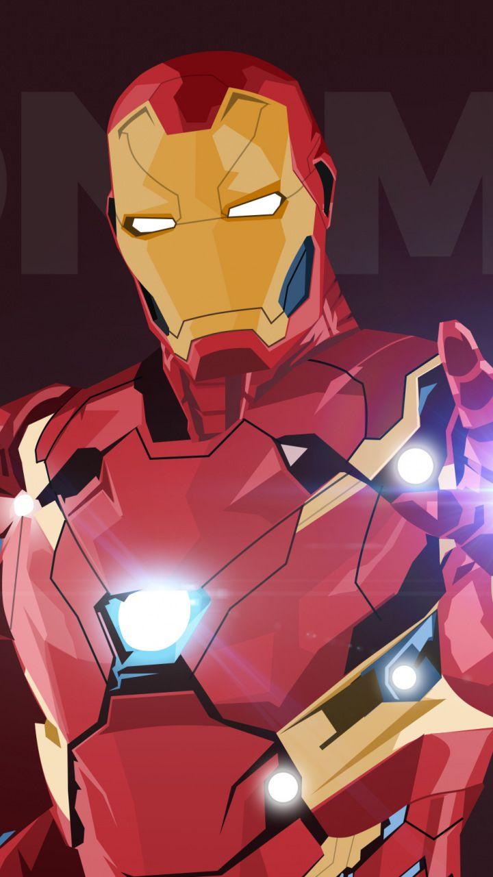 Iron man, digital art, minimal, superhero, 720x1280