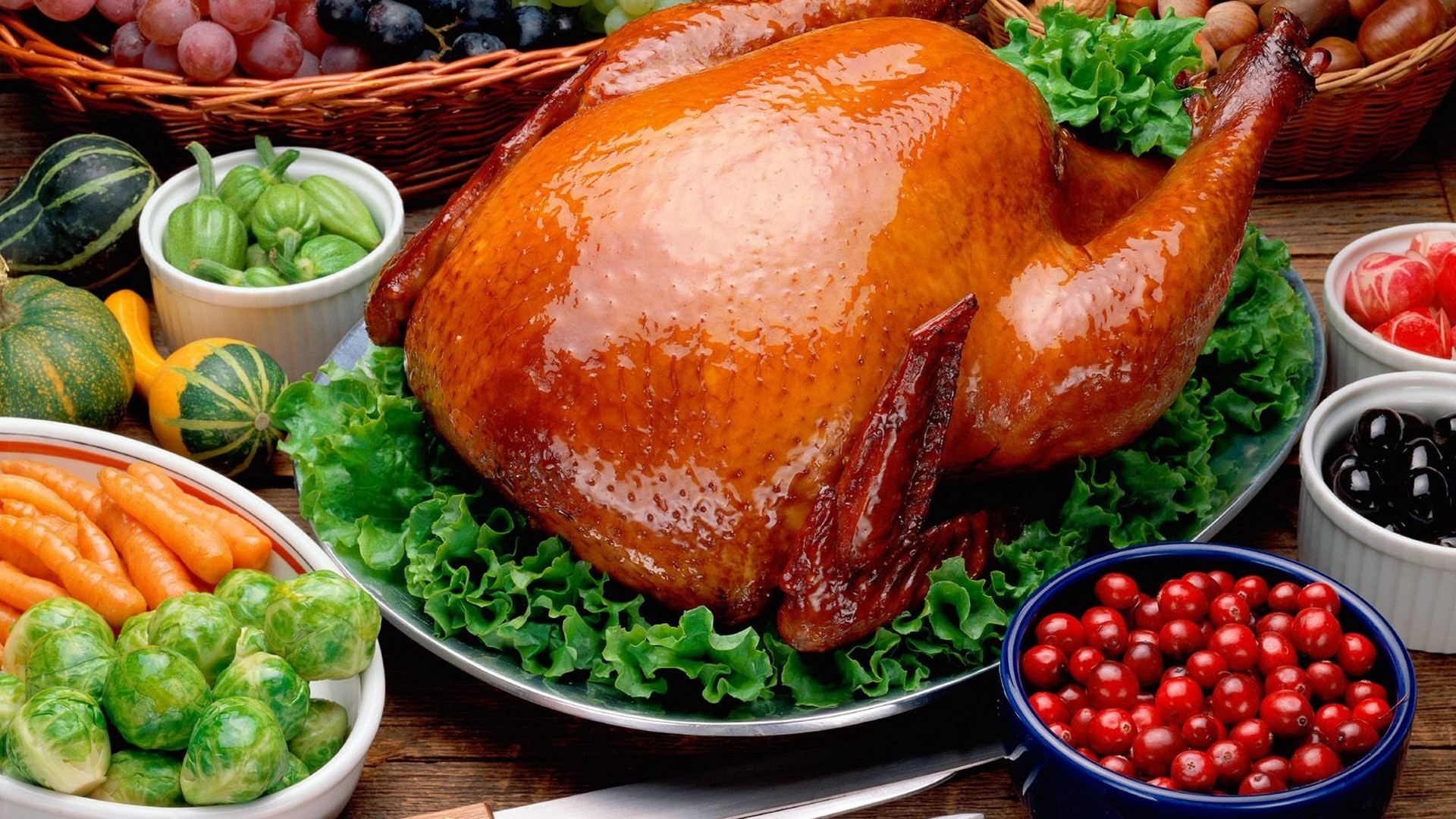 food turkey thanksgiving turkey bird lettuce 1920x1080