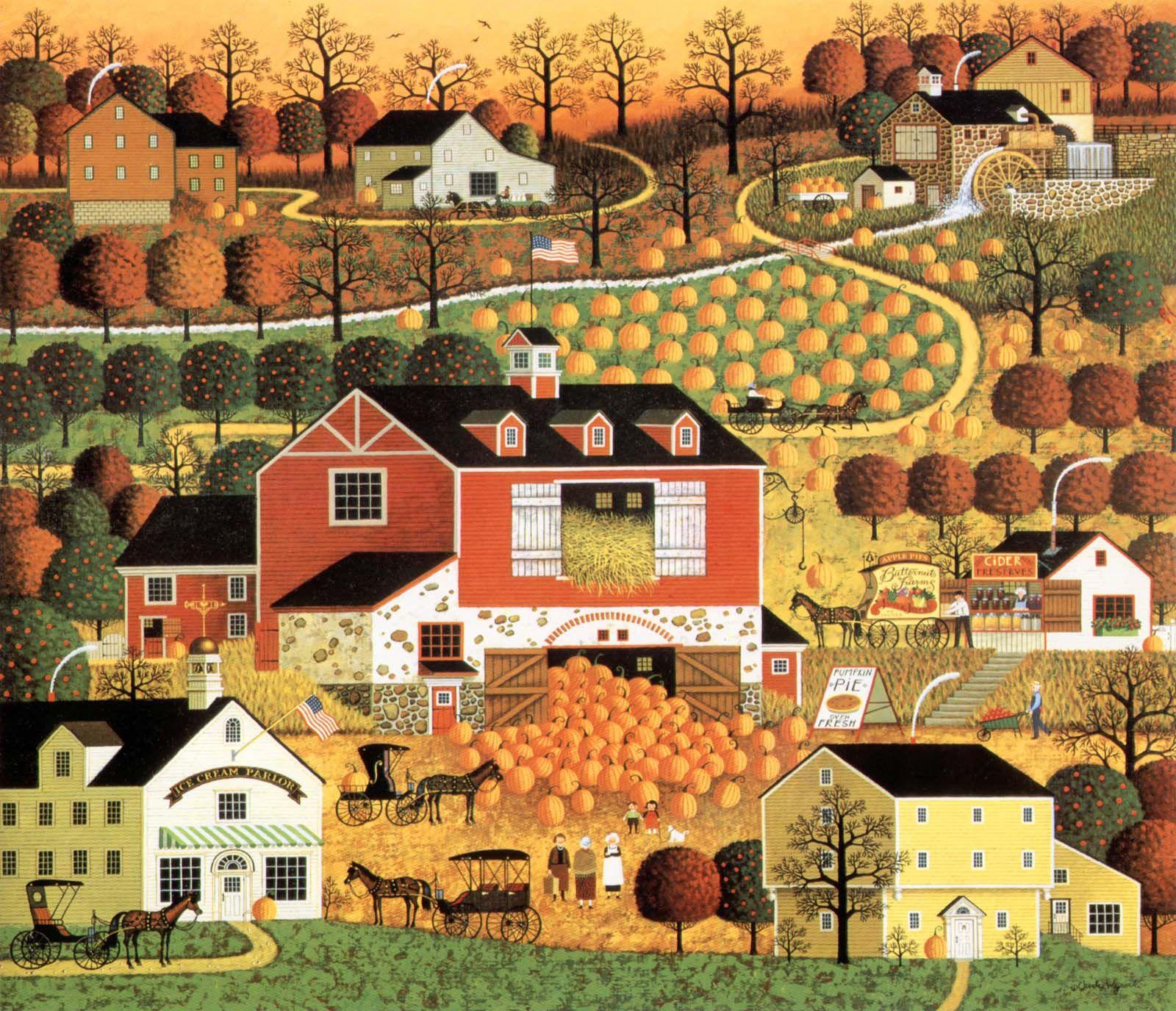 Butternut Farms by Charles Wysocki. Americana art, Folk art painting, American folk art