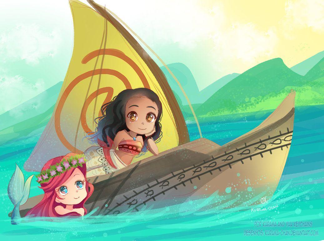 Colored Sketch, Moana And Ariel By Kurama Chan