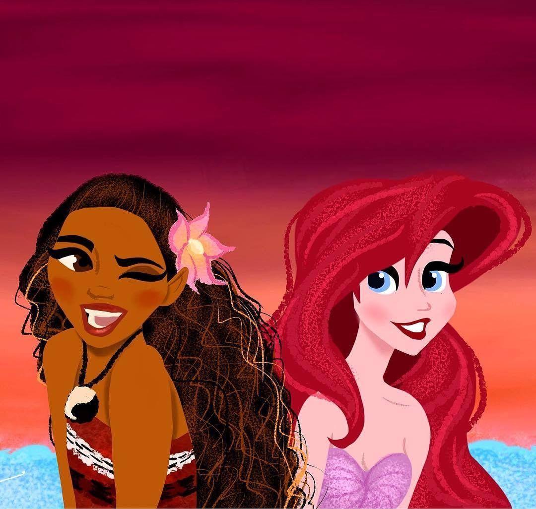 Moana and Ariel. The Little Mermaid. New disney princesses