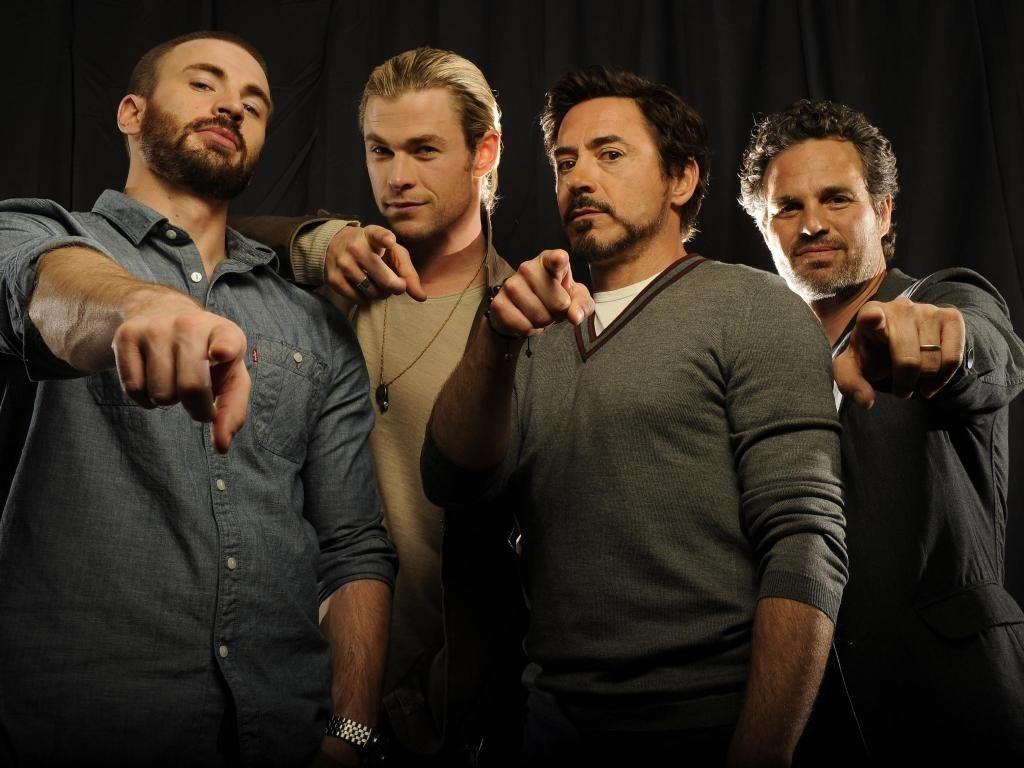 The Avengers - (L to R) Chris Evans, Chris Hemsworth, Robert