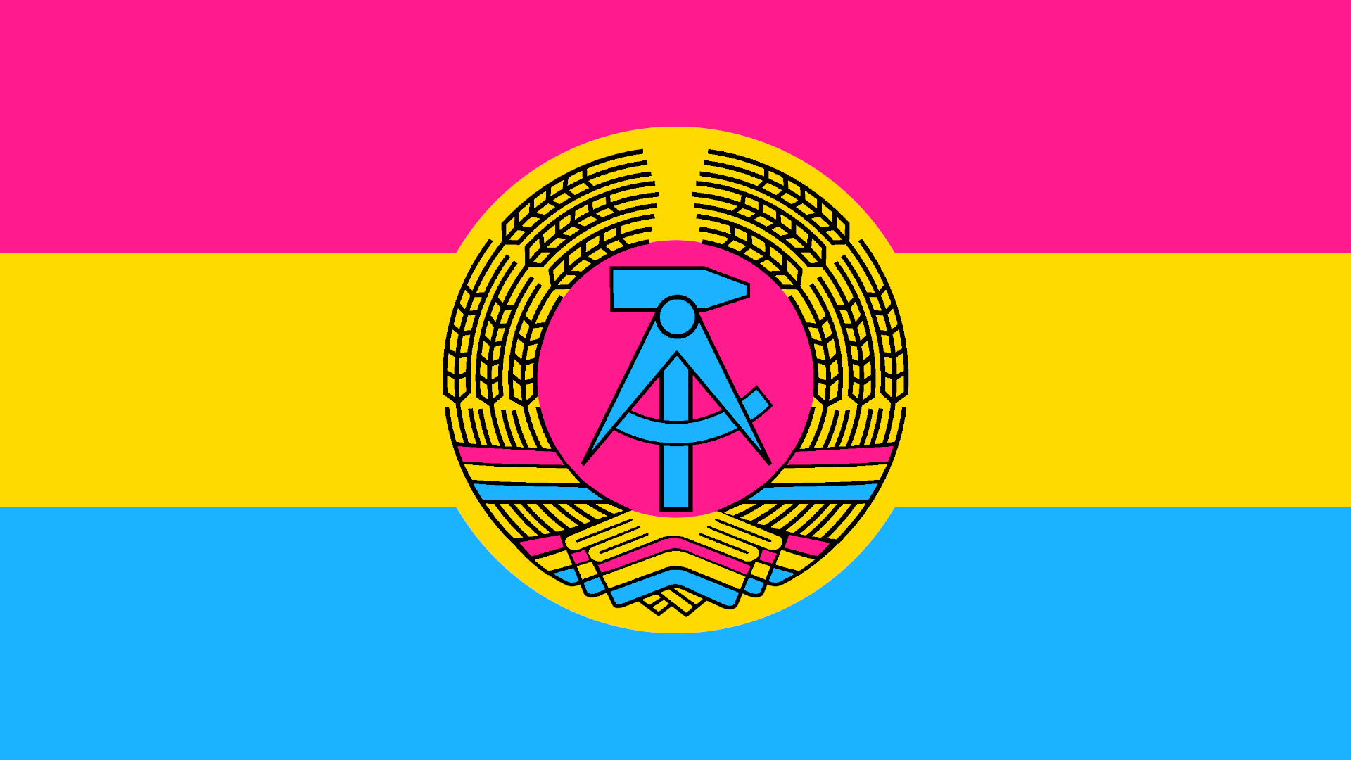 German Democratic Republic Flag with the Pansexual Pride