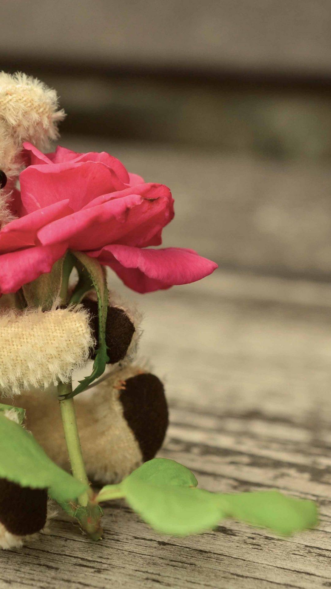 Teddy Bear With Rose Love 4K Wallpaper