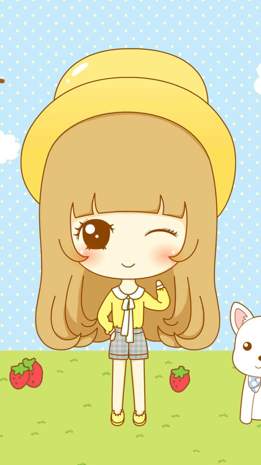 Cute cartoon little girl mobile phone wallpaper, HD picture