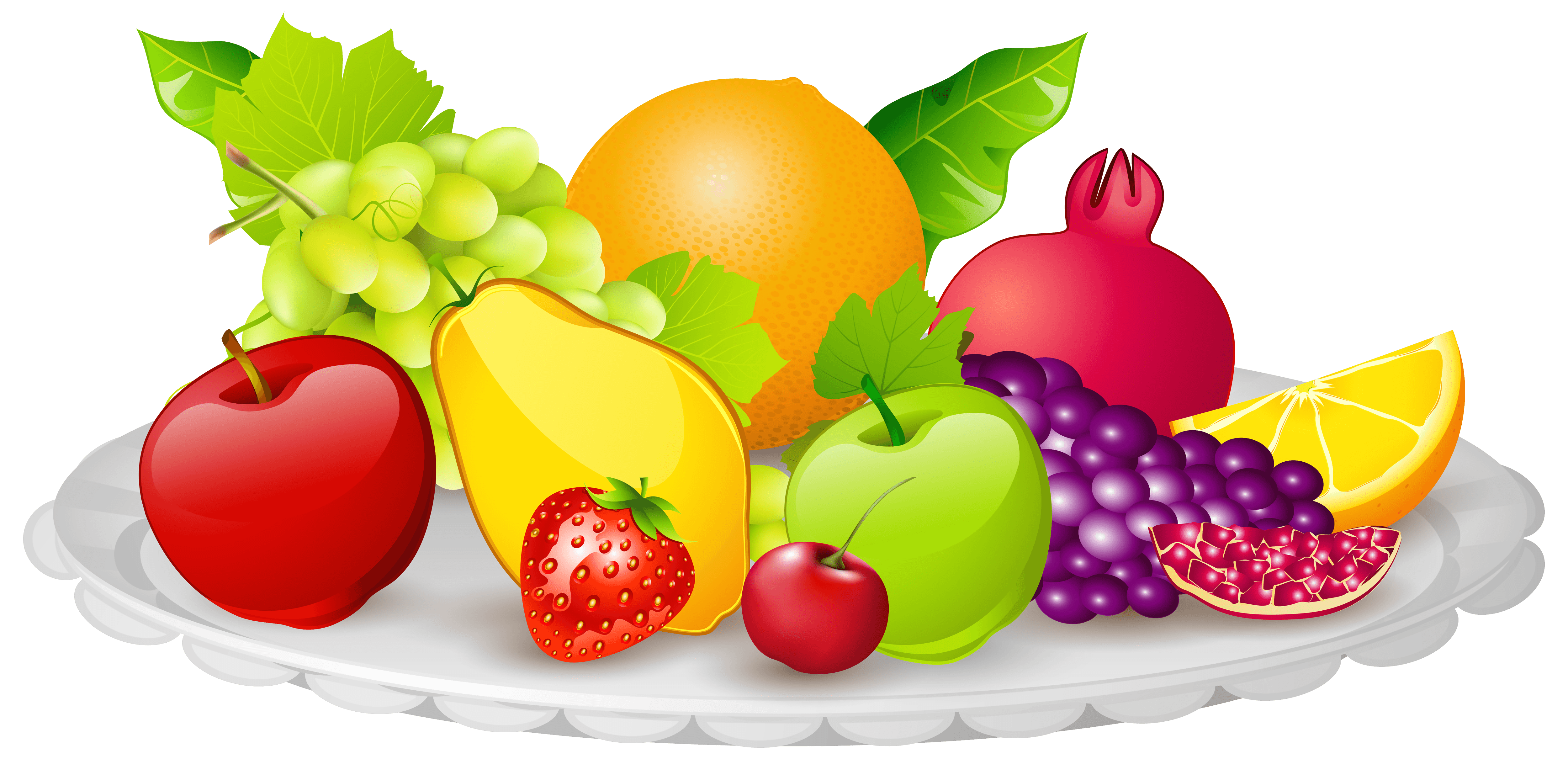 Plate with Fruits PNG Clipart Image