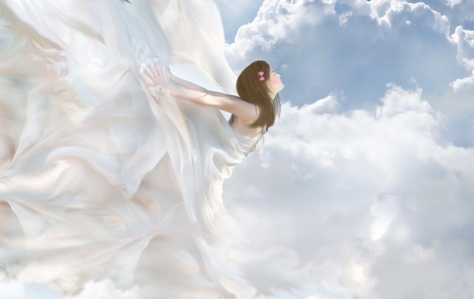 Cloudy Angel Girl wallpaper from Fairy wallpaper. Wizards