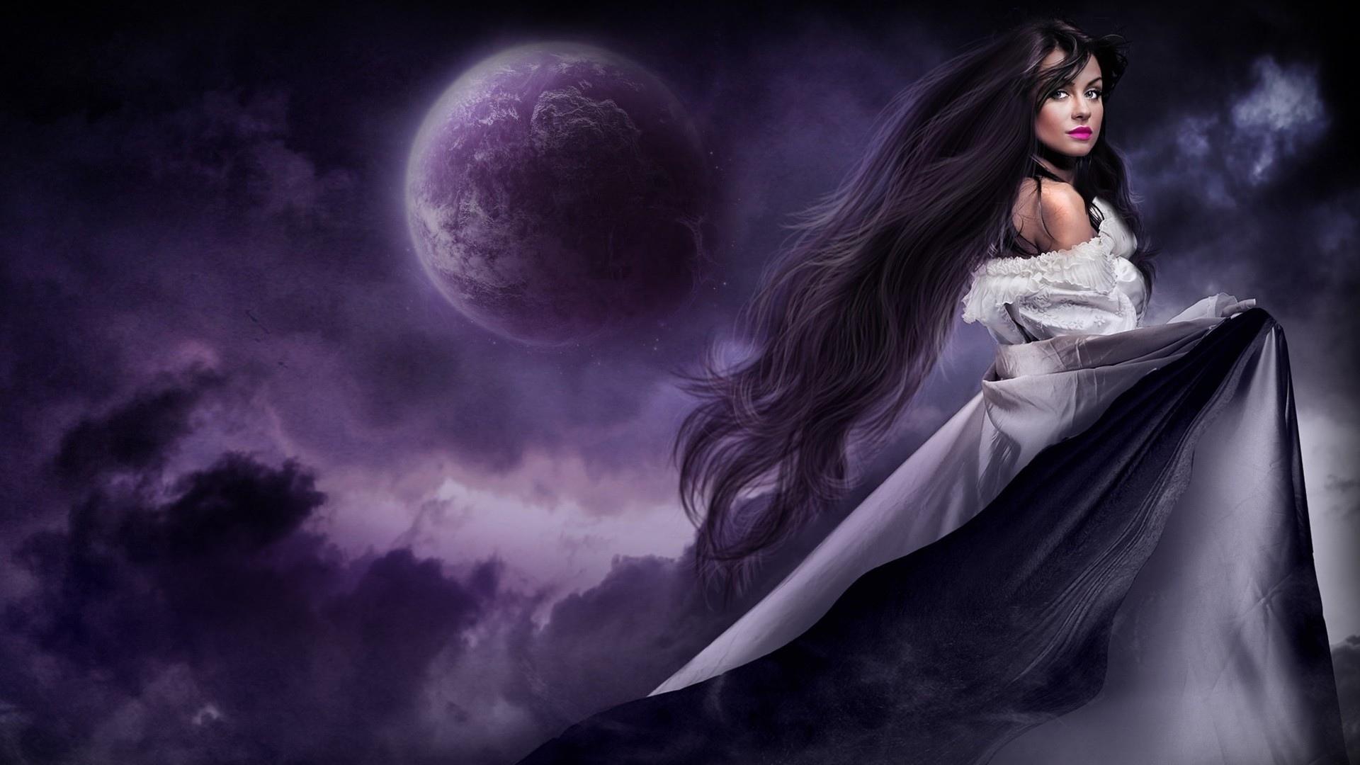 Purple Moon Fantasy HD Wallpaper. Background Image