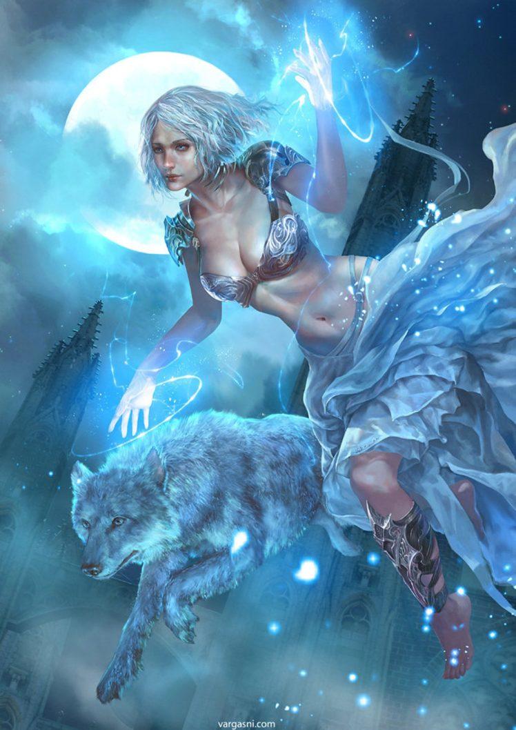 original, Fantasy, Character, Beauty, Girl, Blue, Wolf