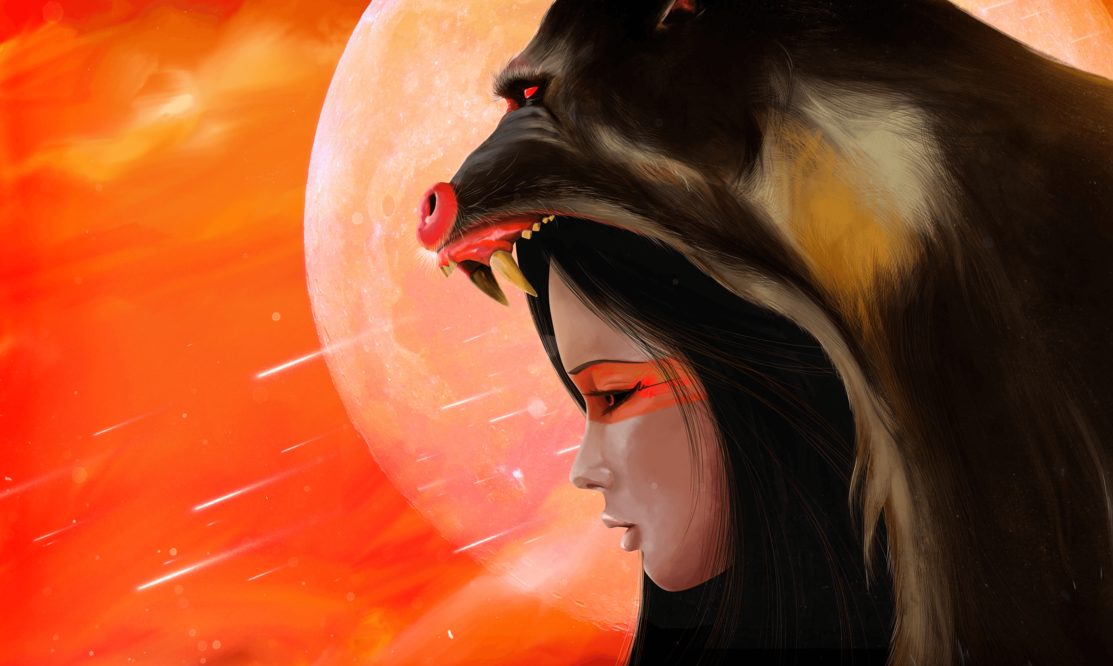 Download 3752x2248 Fantasy Girl, Mandrill, Profile View