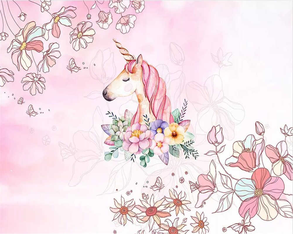 Beibehang Custom wallpaper girl dream unicorn children's room