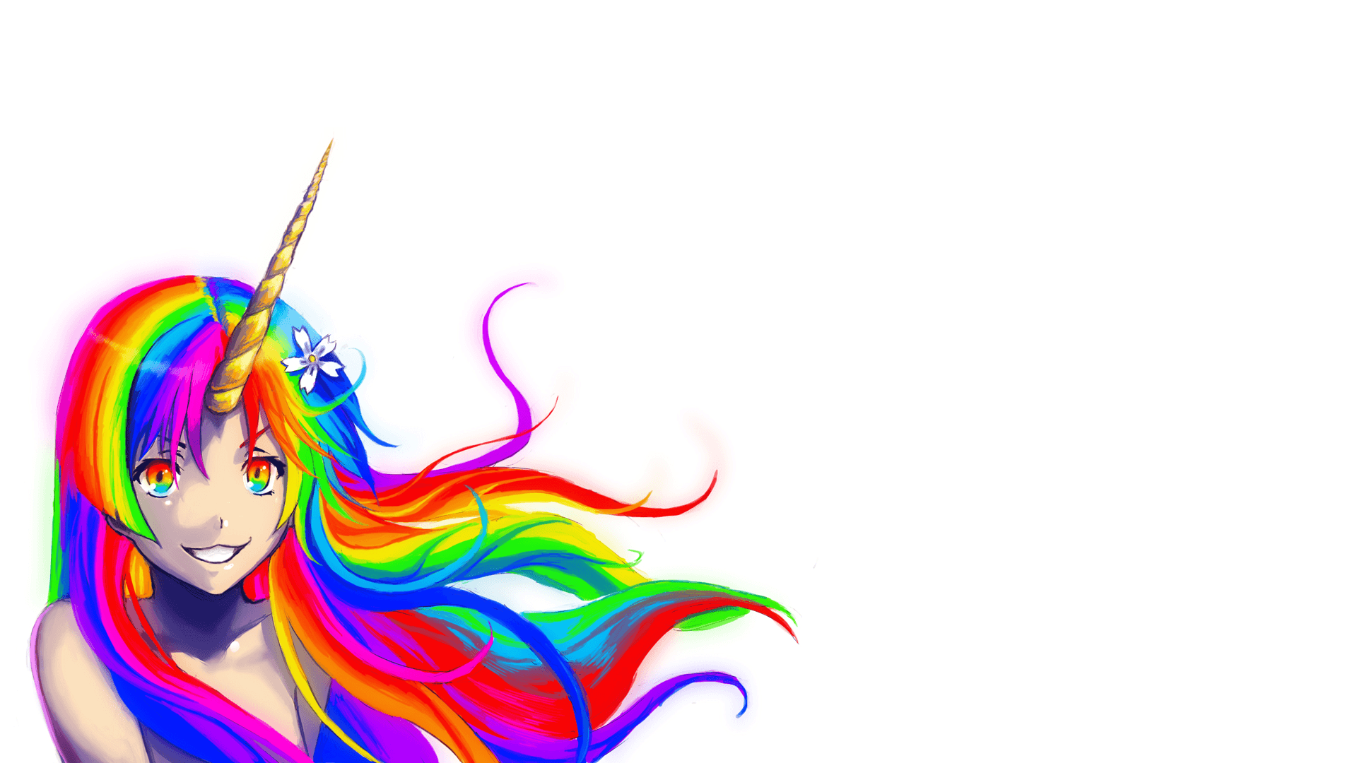 The girl and the unicorn Wallpaper