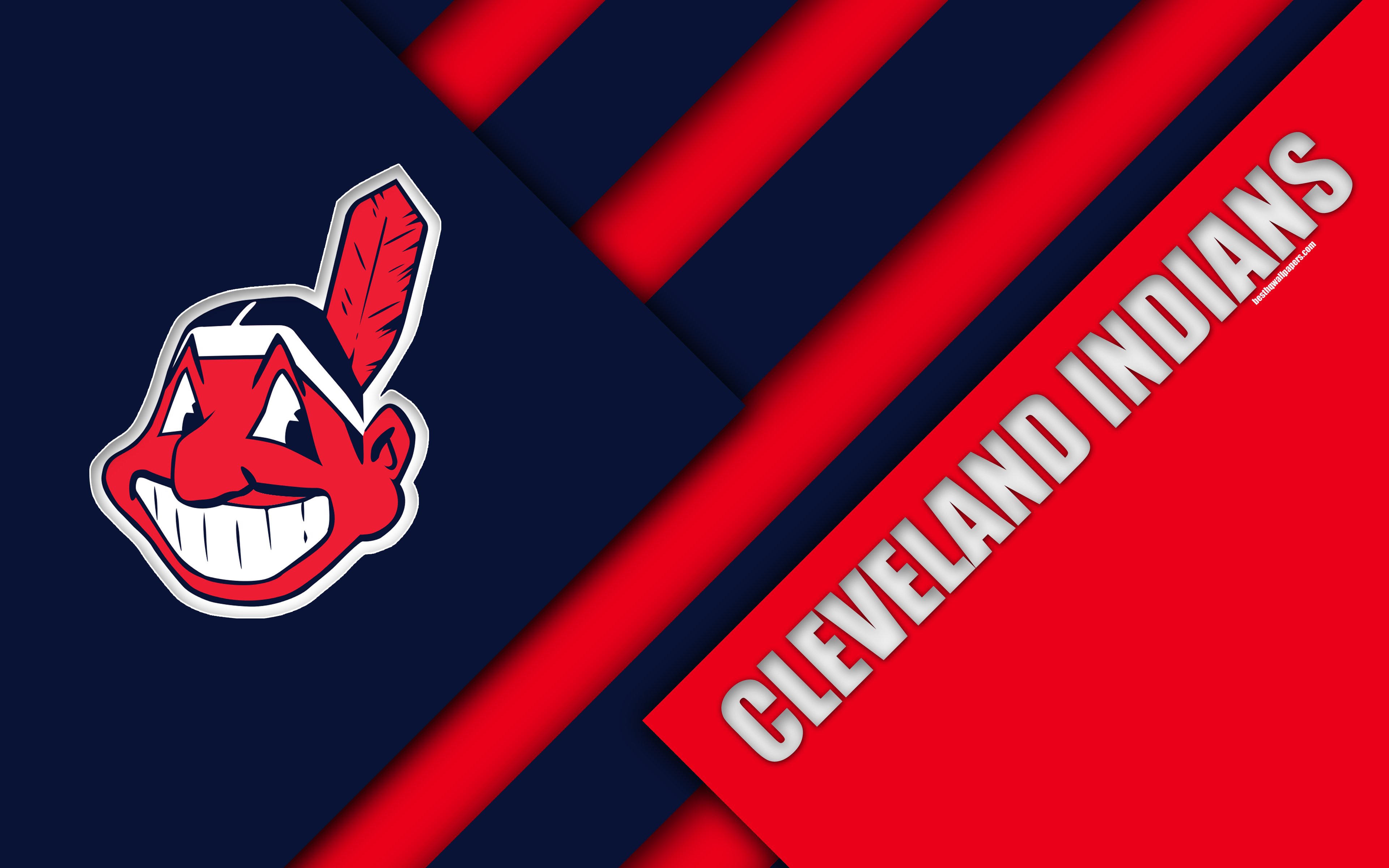 Download wallpaper Cleveland Indians, MLB, 4K, blue pink