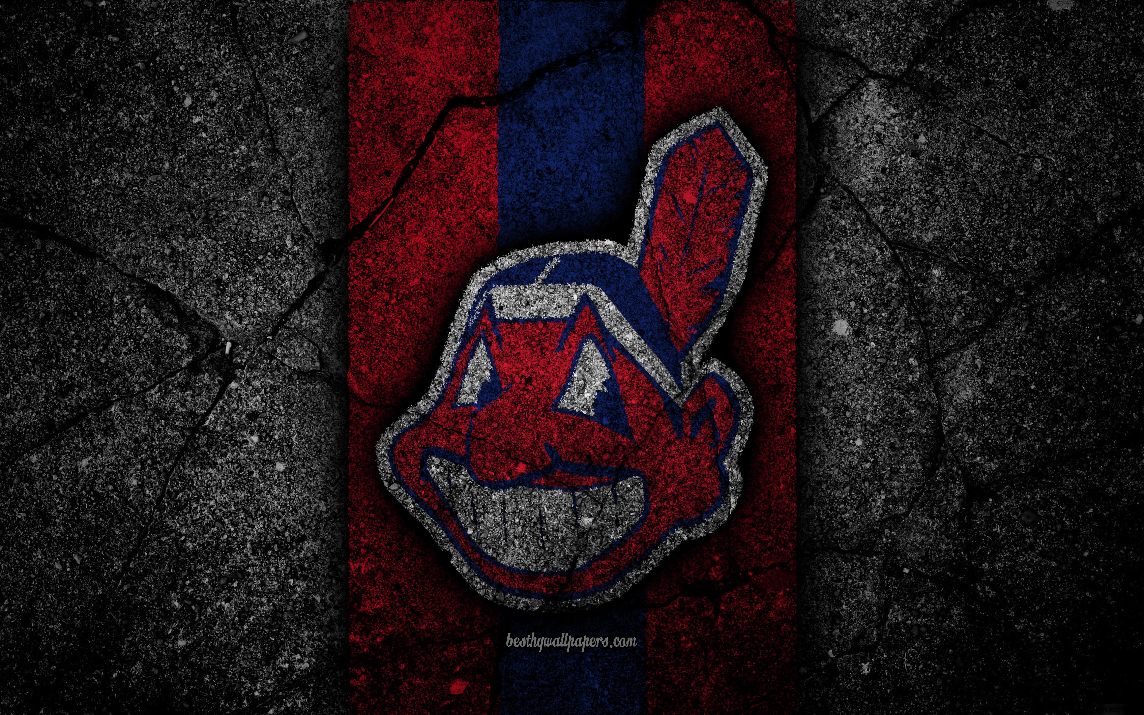 Download wallpaper 4k, Cleveland Indians, logo, MLB