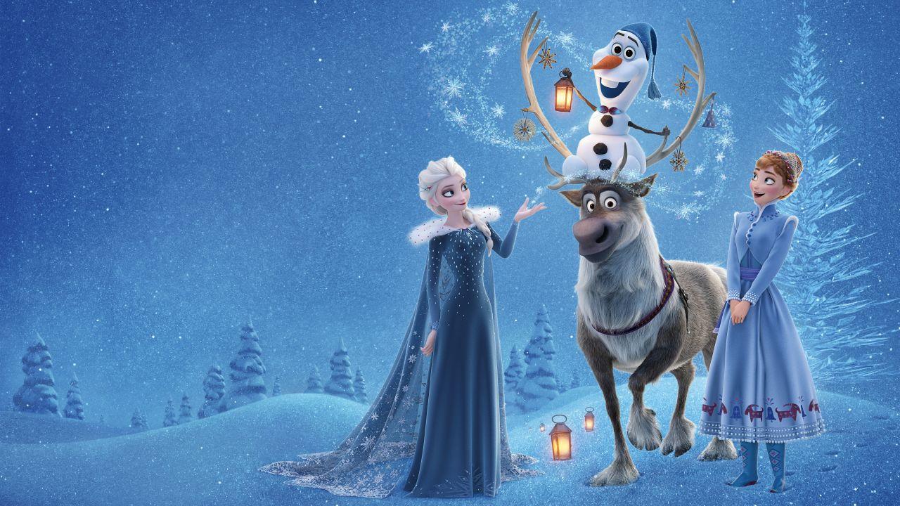 Wallpaper Olaf's Frozen Adventure, Anna, Elsa, Olaf