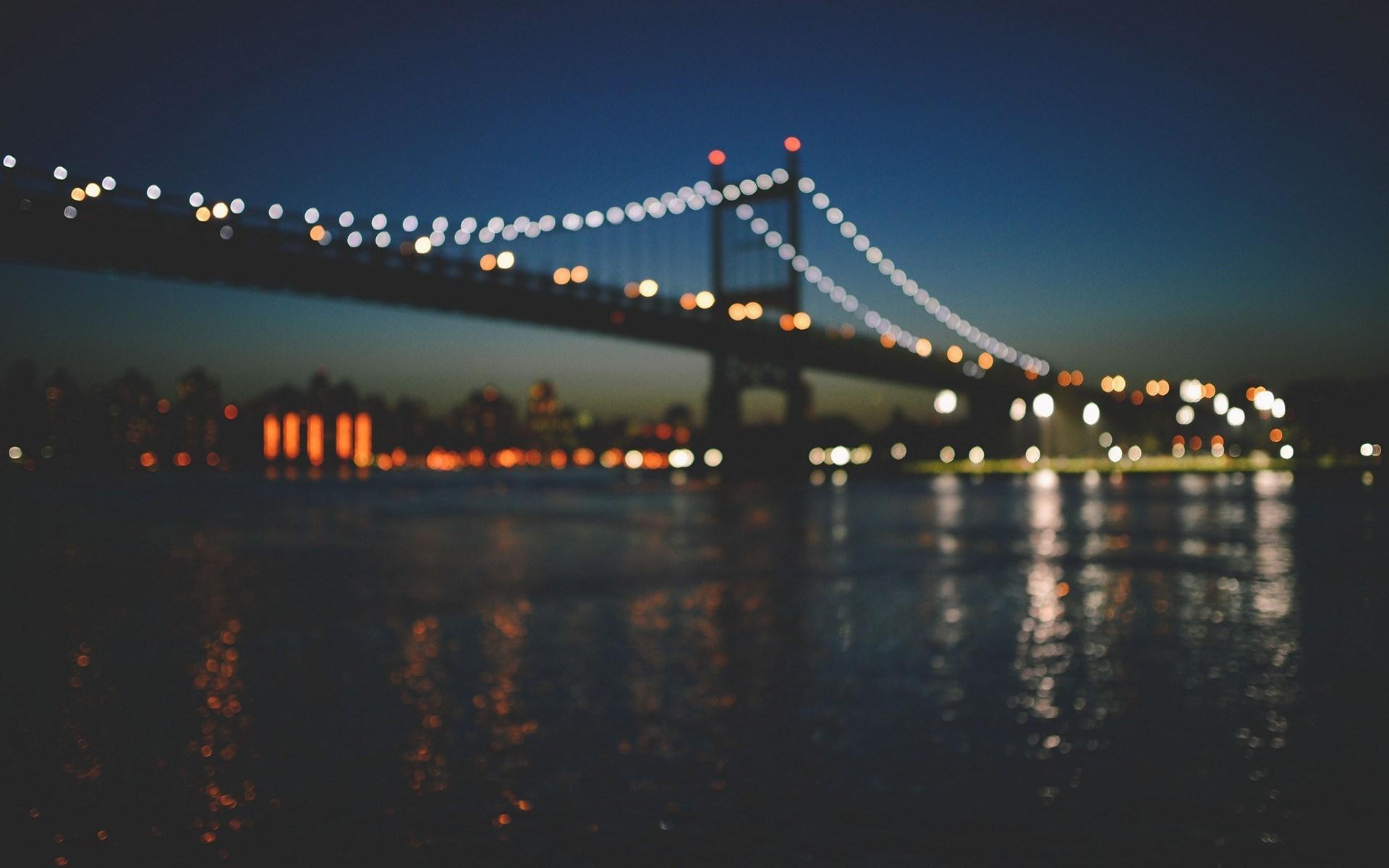 New York City Manhattan Bridge Bokeh Photo wallpaper