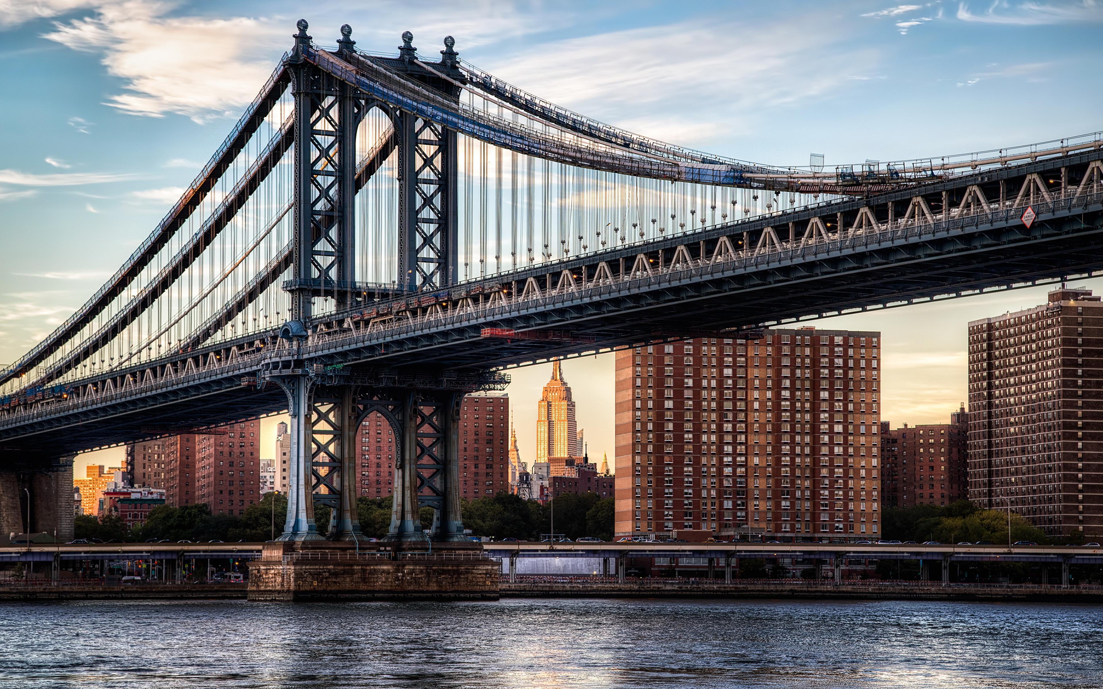 Wallpaper New York City Manhattan HDRI bridge Sky Rivers