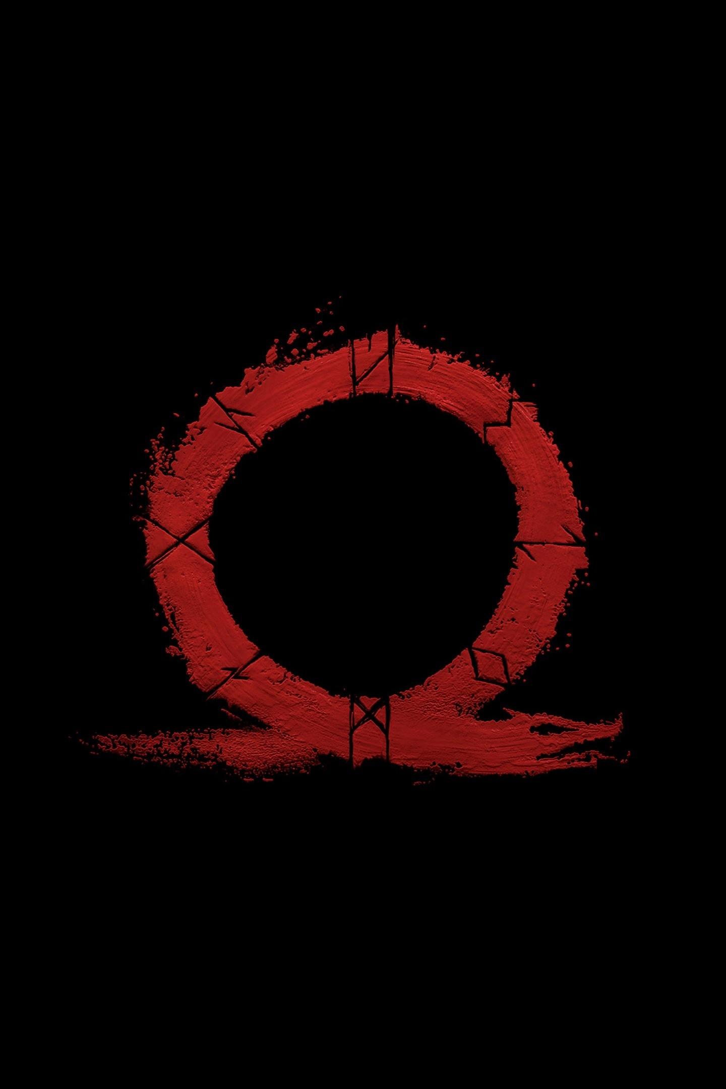 Download 1440x2960 wallpaper god of war, omega, logo, video