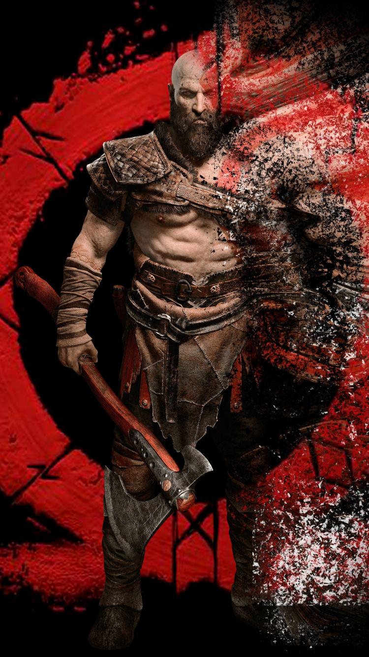 Download 750x1334 wallpaper kratos, warrior, digital art