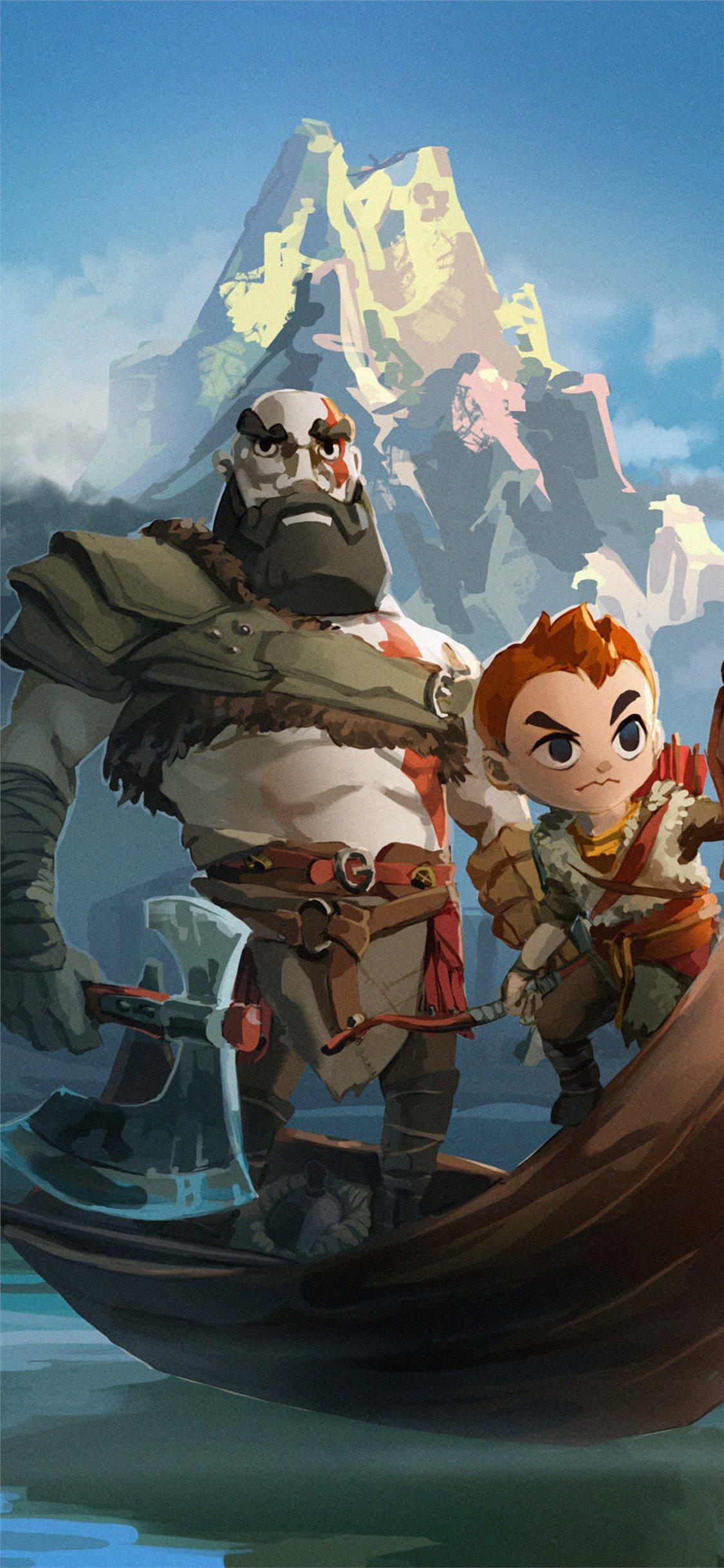 kratos and atreus god of war art 4k iPhone 11 Wallpaper