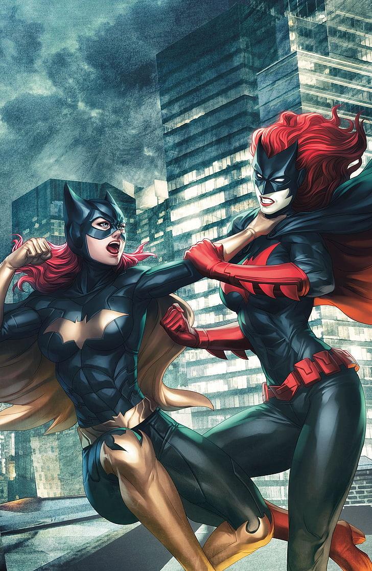 HD wallpaper: two DC female characters wallpaper, Batgirl, DC Comics, Batwoman