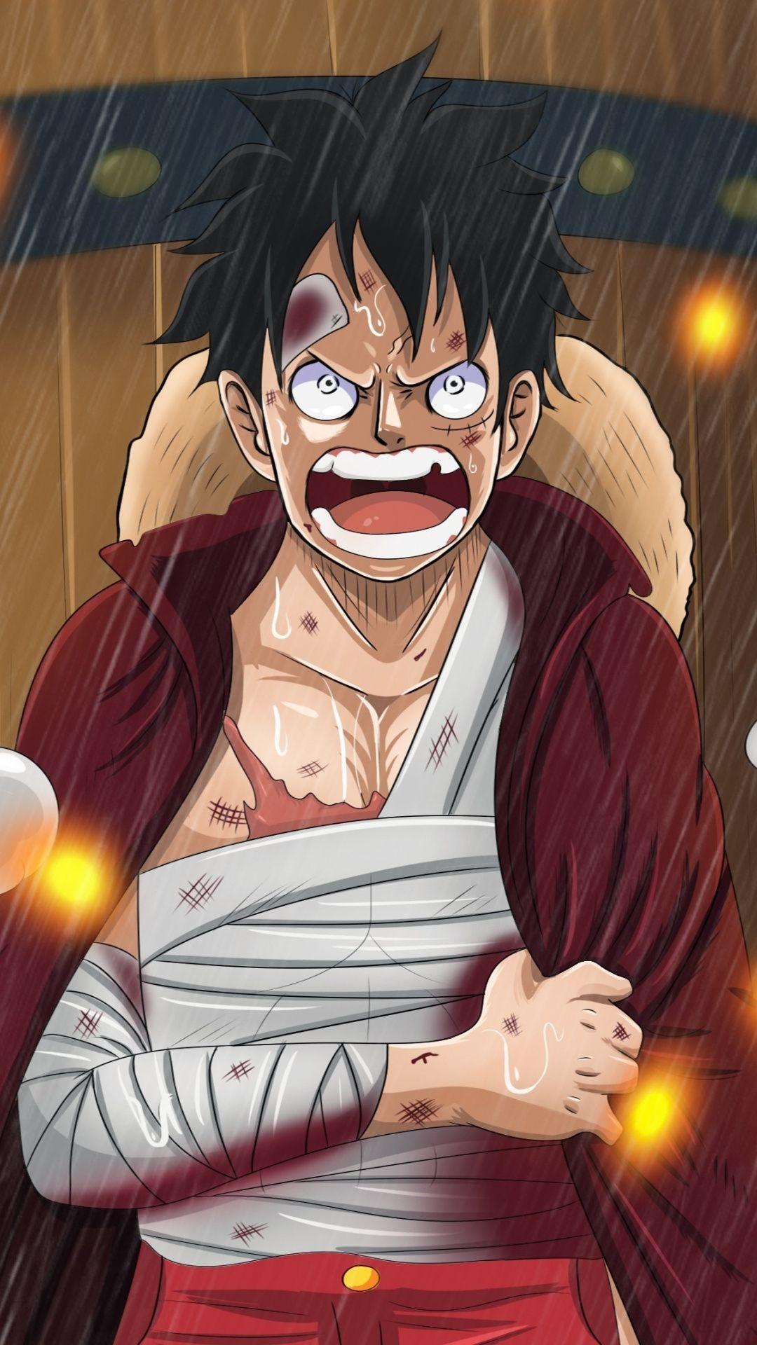 Monkey D. Luffy, angry, One Piece, anime, 1080x1920