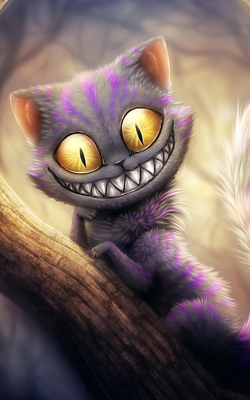 Funny Cheshire Cat Illustration Android Wallpapers free download