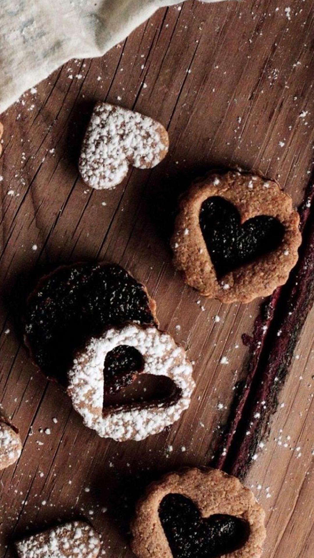 Heart Cookies Sugar Powder Valentines Day Love Android Wallpaper free download