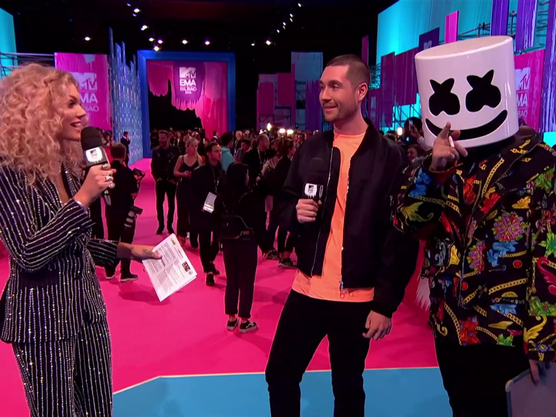 Marshmello and Dan Smith of Bastille On The Red Carpet