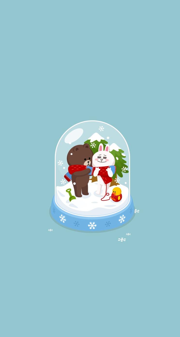 LINE Brown & Cony Winter Wallpaper to your mobile