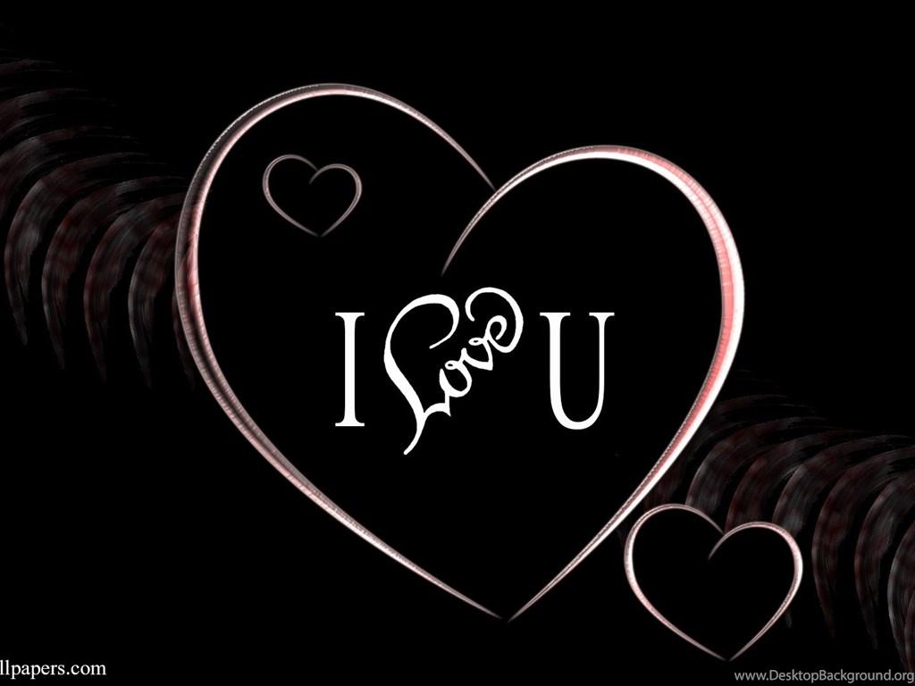 I Love U In Hearts Full HD Black Desktop Wallpaper Large HD