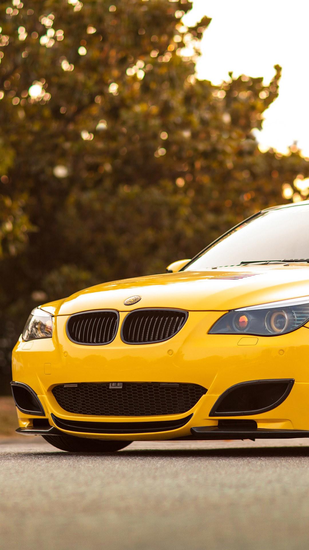 Yellow BMW M5 Android Wallpaper free download