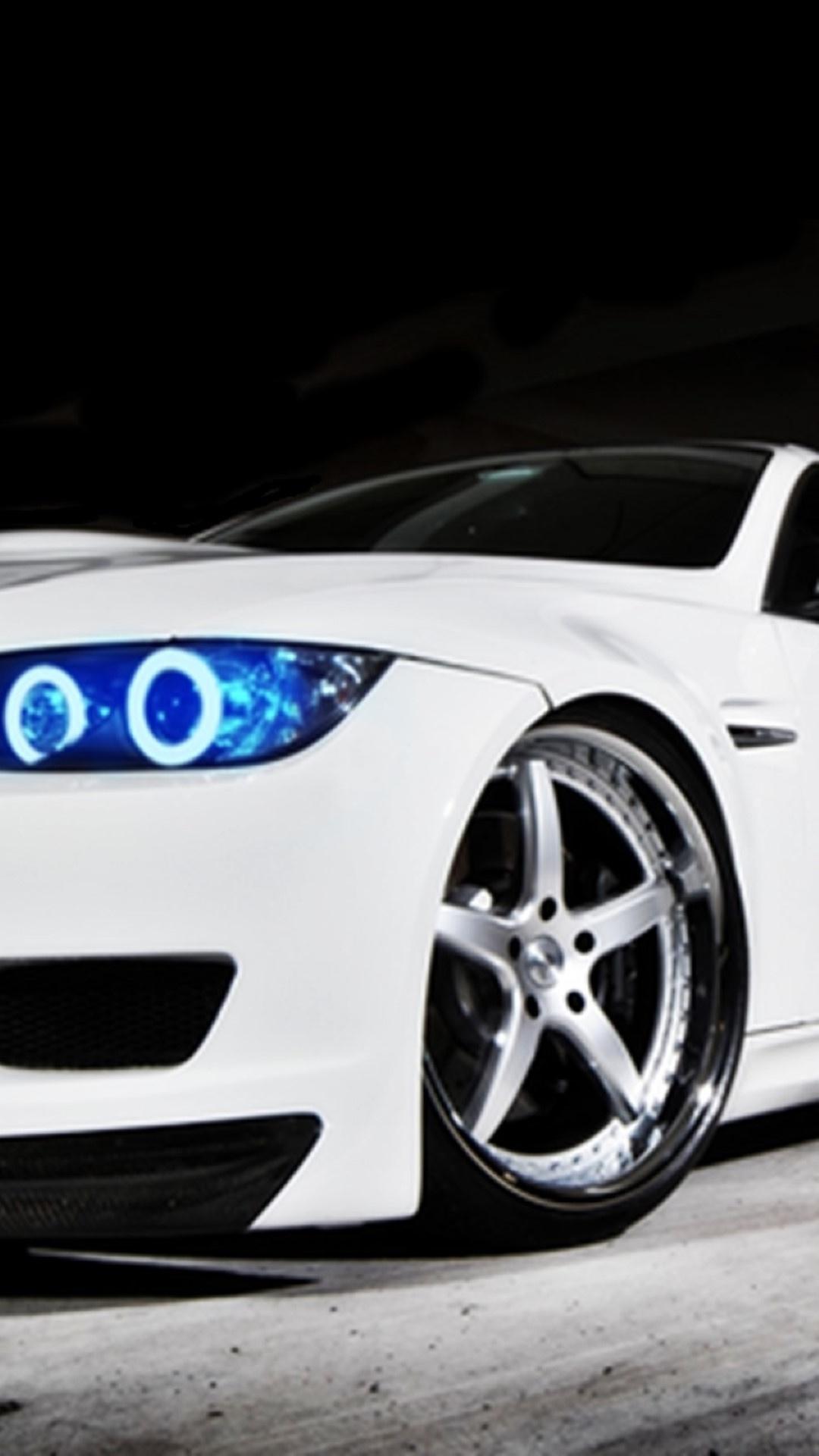 BMW M3 White Blue Lights Android Wallpaper free download