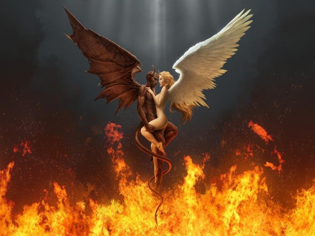 demon, Angel, Wings, Fire Wallpaper HD / Desktop and Mobile