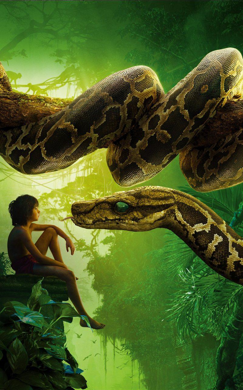 The Jungle Book Mowgli Kaa Movie 4K Wallpaper