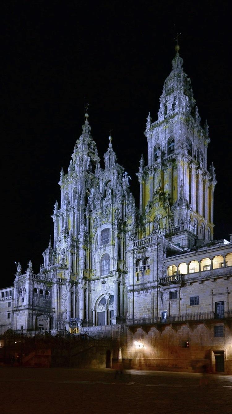 Wallpaper Spain, Cathedral, night, buildings, lights