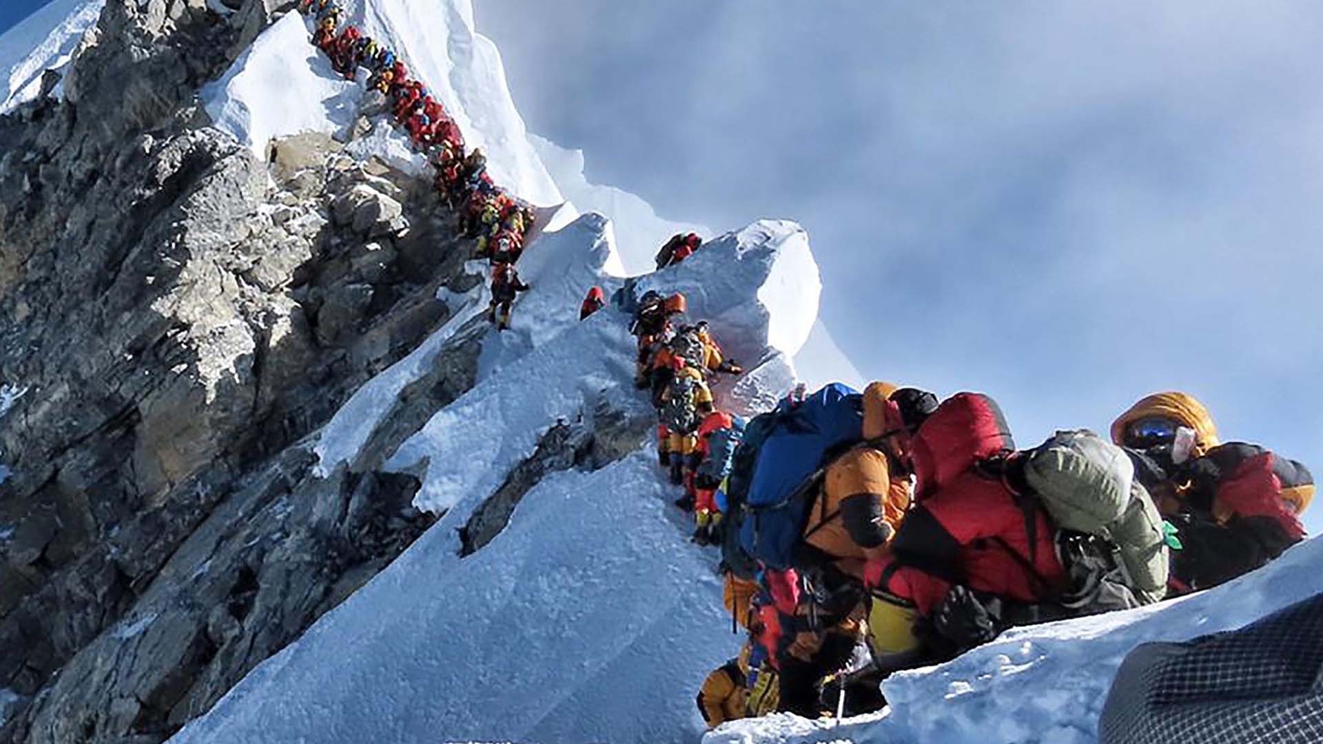 Traffic jam on Mount Everest